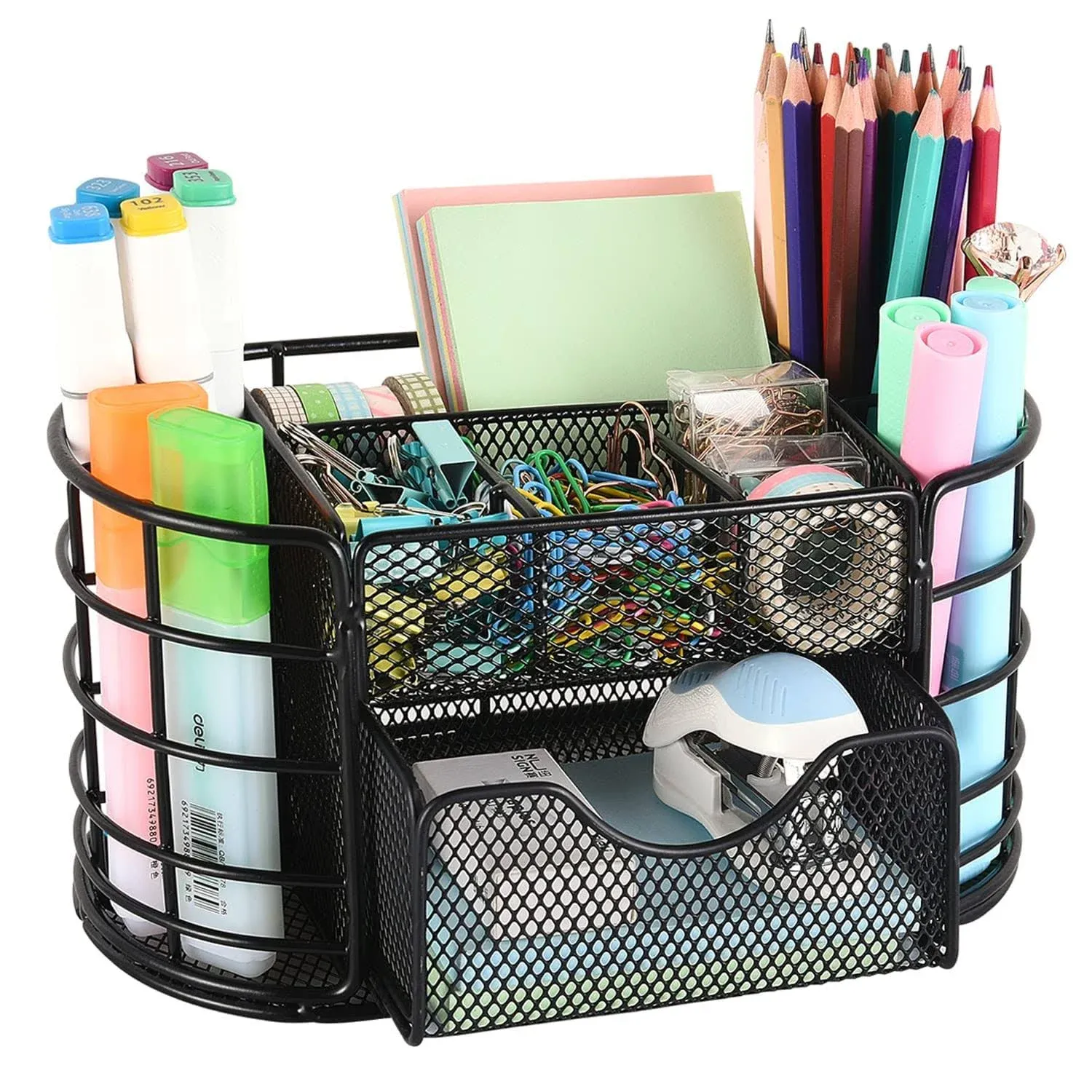 Spacrea Desk Organizers and Accessories, Pen Organizer Pencil Holder for Desk, Desk Office Supplies Organizer (Black)