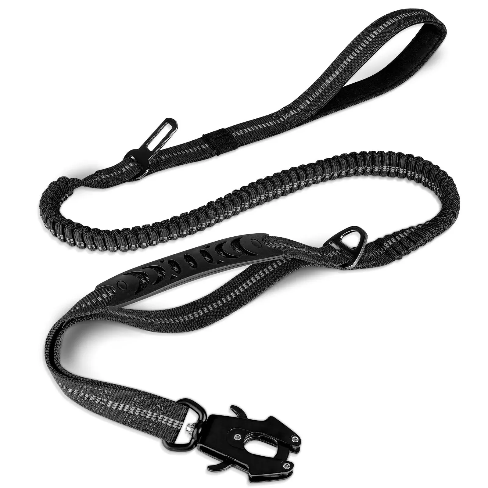 Tactical Dog Leash Heavy Duty 4-6FT Shock Absorbing Bungee 2 Padded Handle