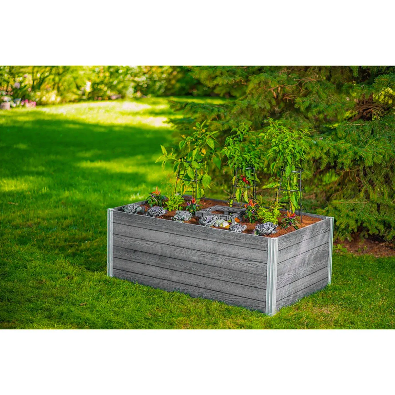 Vita Urbana 3'L x 5'W x 22"H Vinyl Keyhole Composting Garden,Slate