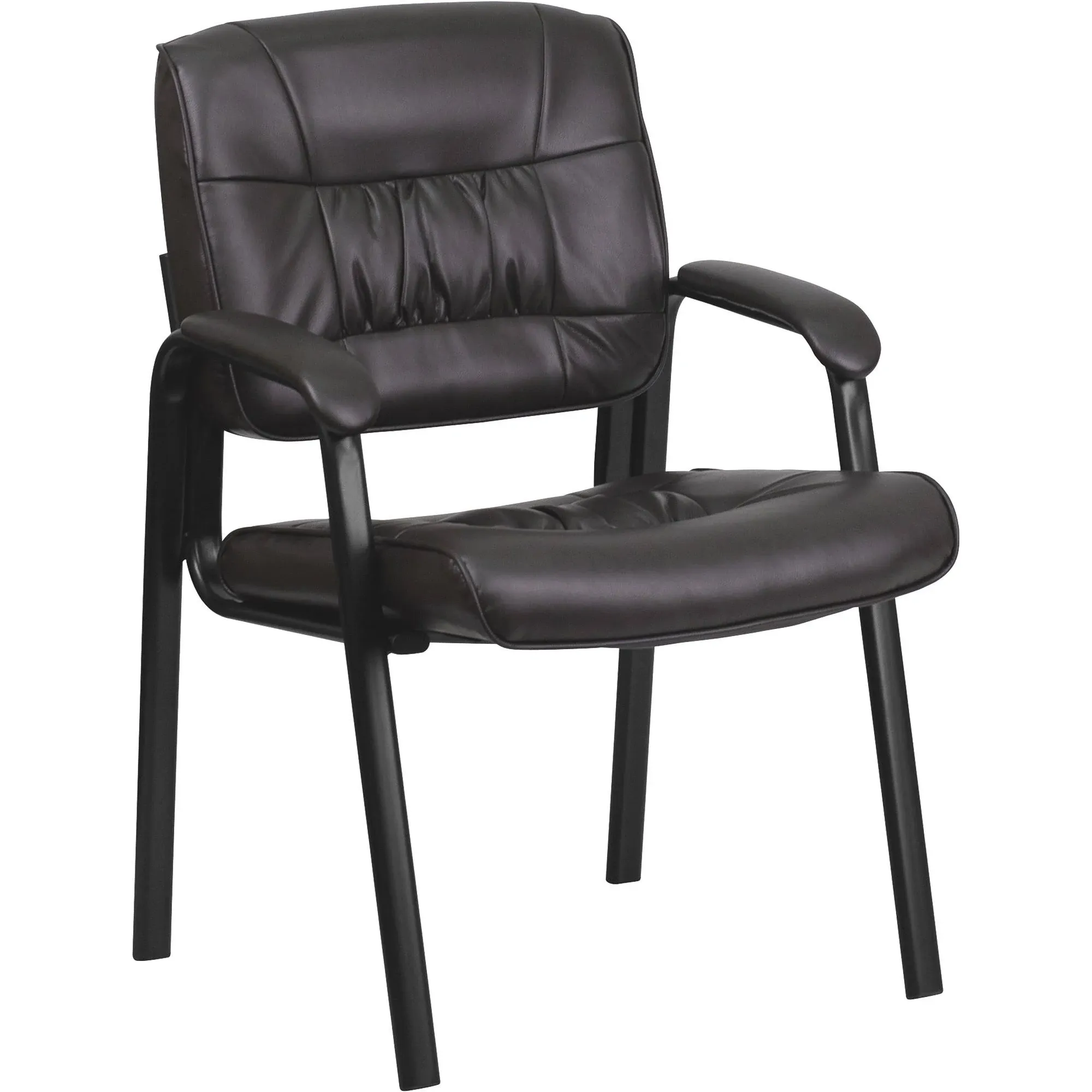 Flash Furniture Brown Leather Executive Side Reception Chair with Black Frame...