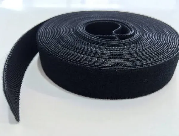 AIRNIX 3/4 in x 20 ft Black Nylon Cable Tie Roll, Double Sided Hook & Loop