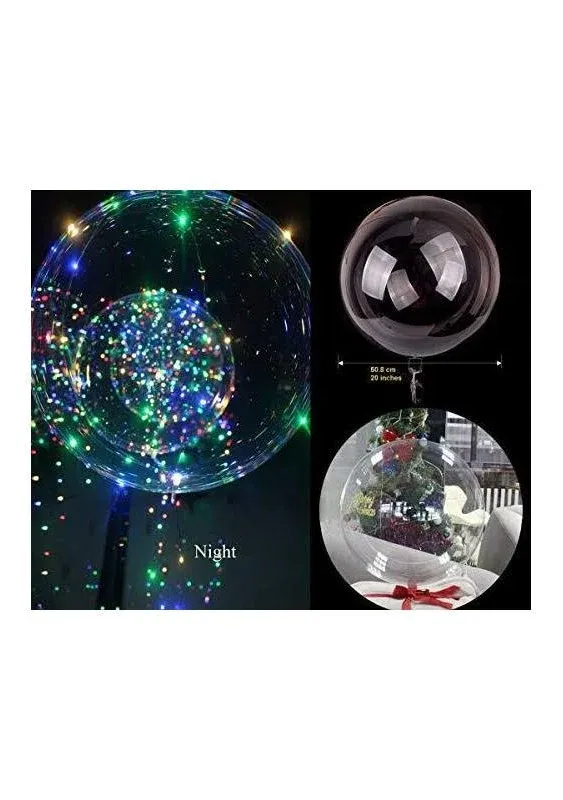 LED Balloons,10 Pack Light Up Balloons 24 Inches Transparent Helium Glow Bobo Bubble Balloons with String Lights for Valentines Day Halloween Christmas Wedding Birthday Party Decoration