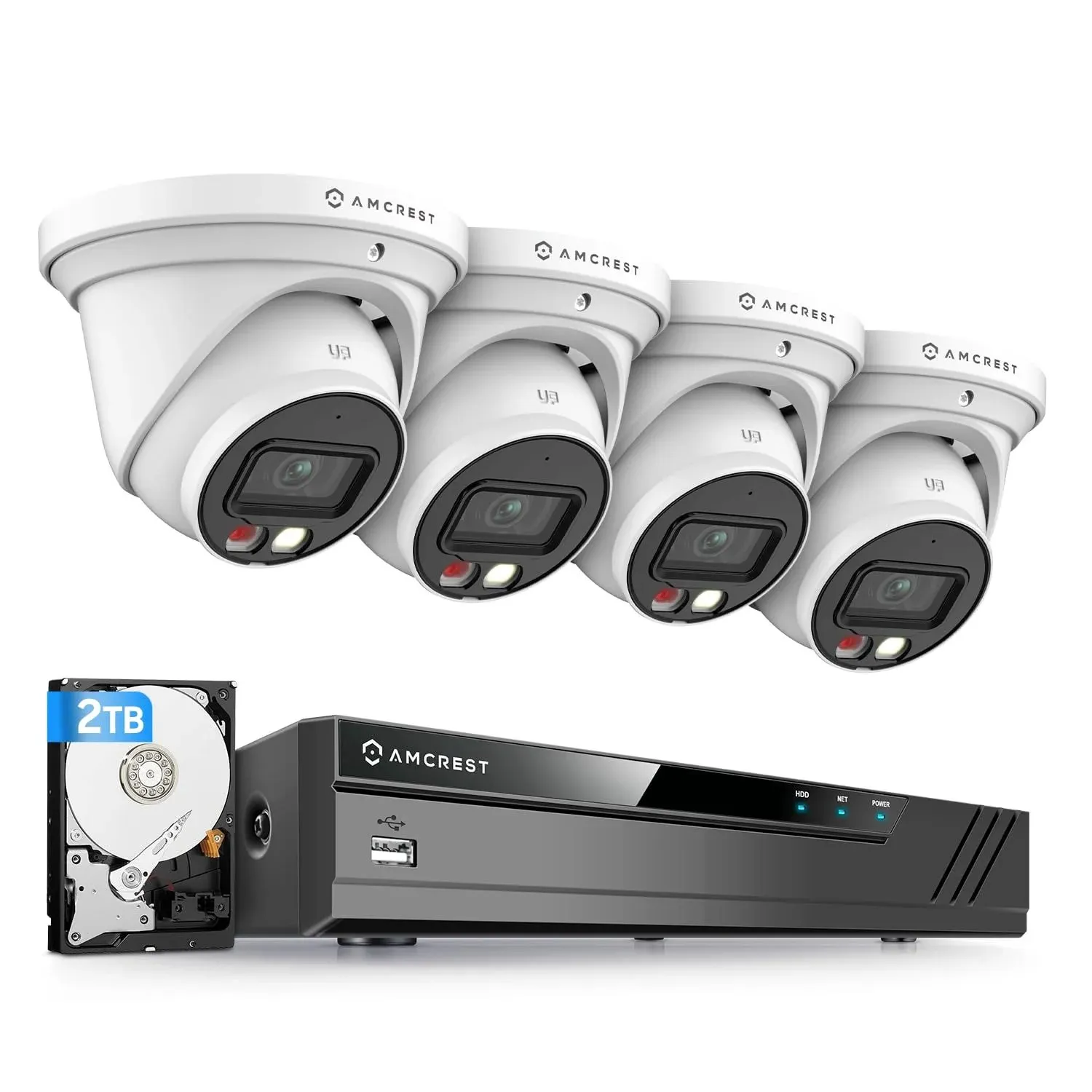 Amcrest 4K Security Camera System, 4K 8CH PoE NVR, (4) x 4K Night Color Turret ...