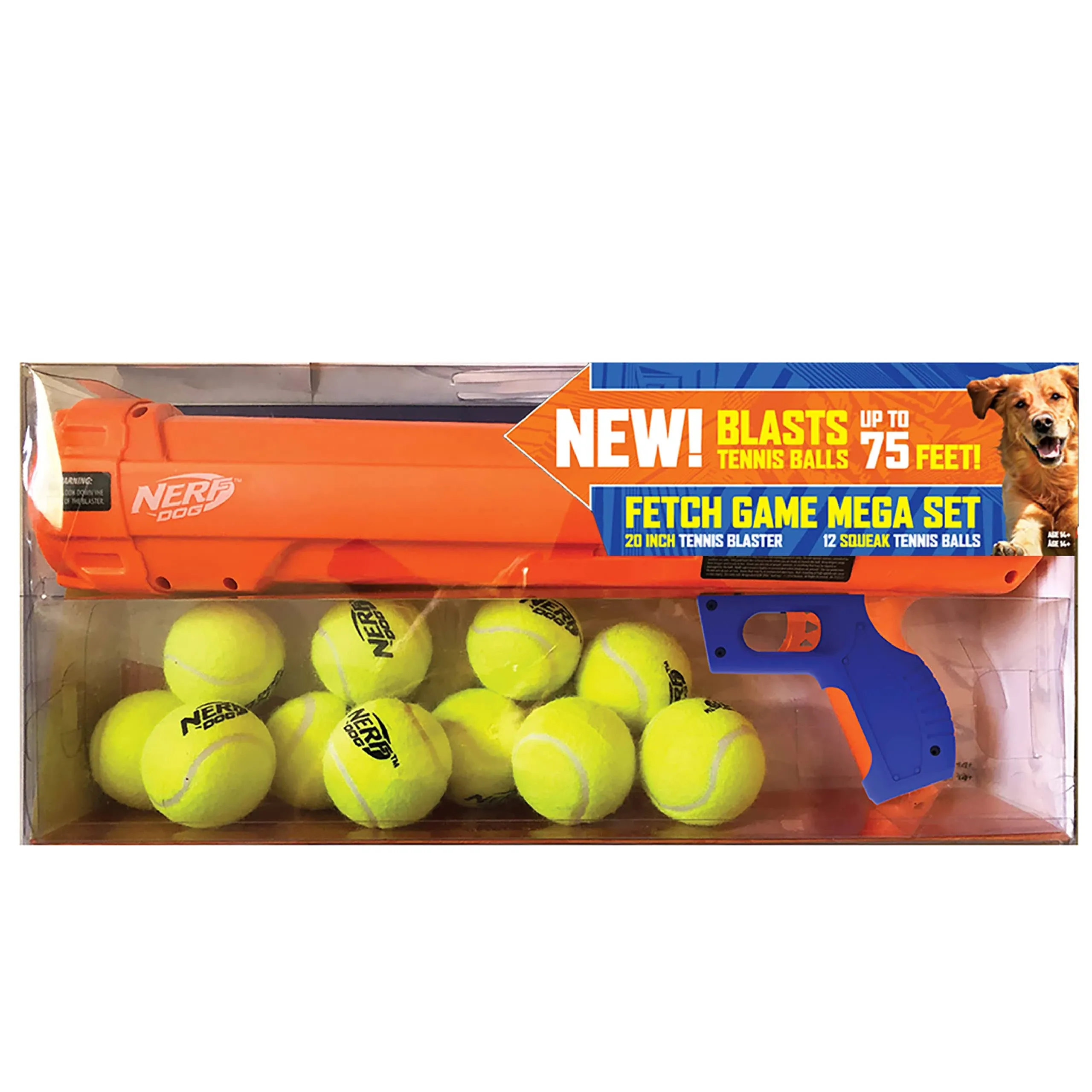 Nerf Dog Fetch Game Mega Set Dog Toy, Includes 20 Inch Tennis Ball Blaster an...