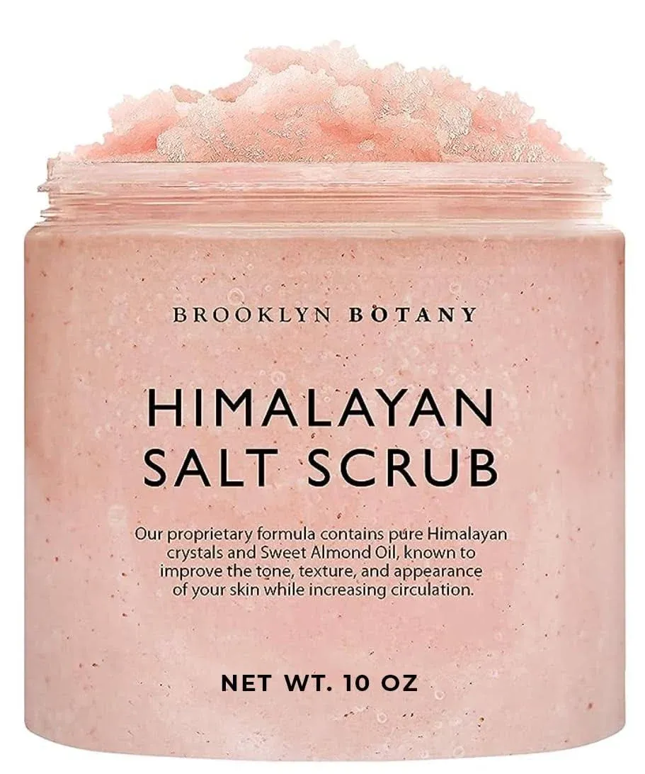 Brooklyn Botany Himalayan Salt Body Scrub - Moisturizing and Exfoliating Body, Face, Hand, Foot Scrub - Fights Stretch Marks, Fine Lines, Wrinkles - Great Gifts for Women & Men - 10 oz