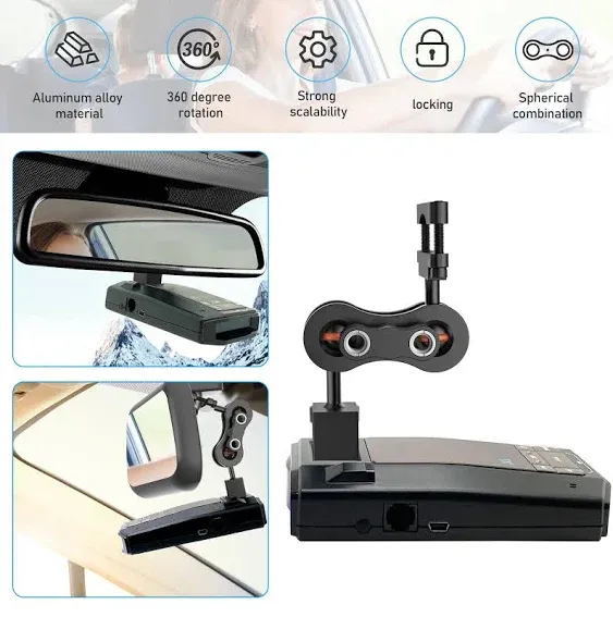 Radar Detector Mount,Aluminum Rearview Mirror Rod Radar Bracket,for Escort Max360c,Max 3, X IXc,Redline EX Beltronics Cobra DualPro GT 360 Radar Detector,with EZ Magnet Connection Base