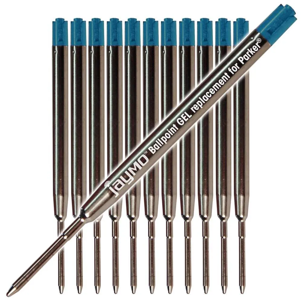 Jaymo Replacement for Parker 30526PP - Measures 3.875 in / 98 mm Long - G2 Gel Ballpoint Pen Refill - 12 Blue