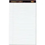 Tops Docket Gold Ruled Perforated Pads, Wide/Legal Rule, 50 White 8.5 x 14 Sheets, 12/Pack