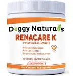 RenaCare K is for Renal K (Potassium Gluconate) Potassium Supplement Powder for Dogs and Cats, (4 oz) with Chicken Liver Flavor - 215 Level Scoop (Made is U.S.A)