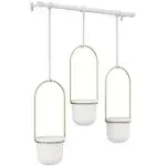 Triflora Hanging Planter White/Brass - Umbra: Modern Indoor 3-Piece Set, No Drainage, Iron Construction