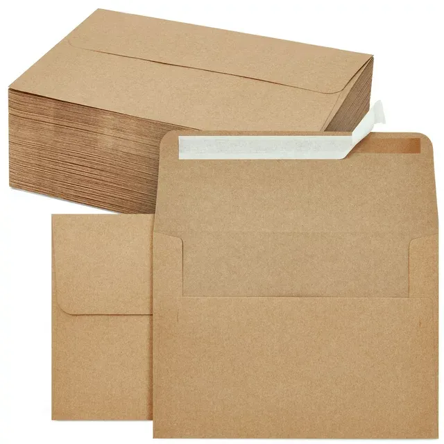 Juvale 100 Pack A7 Brown Envelopes