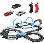 AGM Mastech Slot Car Race Track Set, High Speed Series Tram Dual Track Set with 4 Licensed Racing Slot Car, 2 Hand Controls, Track Parts and Lap