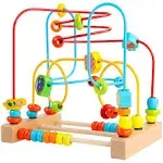 Timy First Bead Maze Roller Coaster Wooden Educational Circle Toy for Toddlers