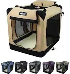 EliteField 3-Door Folding Soft-Sided Dog Crate, Beige, 20-in