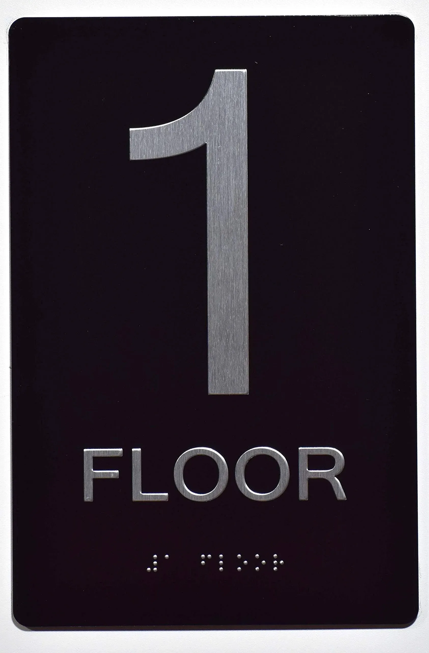 Building Signs Floor Number Sign -1st Floor Sign(Aluminium, Black/Silver,Size 6x9) The Sensation Line