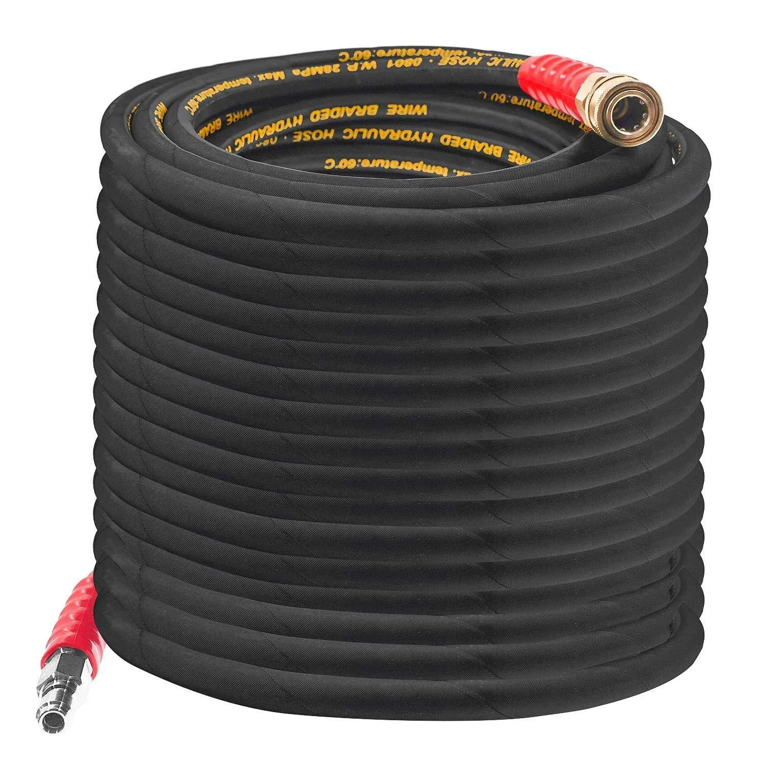 Hourleey 50ft Power Washer Hose, 4000 psi, Quick Connect, High Tensile Wire btxm54k