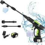 Homdox Upgraded 1300PSI Cordless Pressure Washer w/ 40V Battery, Cordless Power Washer Battery Powered, Portable Pressure Washer w/ 6-in-1 Nozzle, Soap Container, Charger Included (Black&Green)