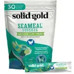 Solid Gold Lickable Cat Treats - Chicken SeaMeal Squeeze Squeezable Cat Treats for Indoor Cats 30 Pack - Made with Fiber-Rich Seaweed for Digestive