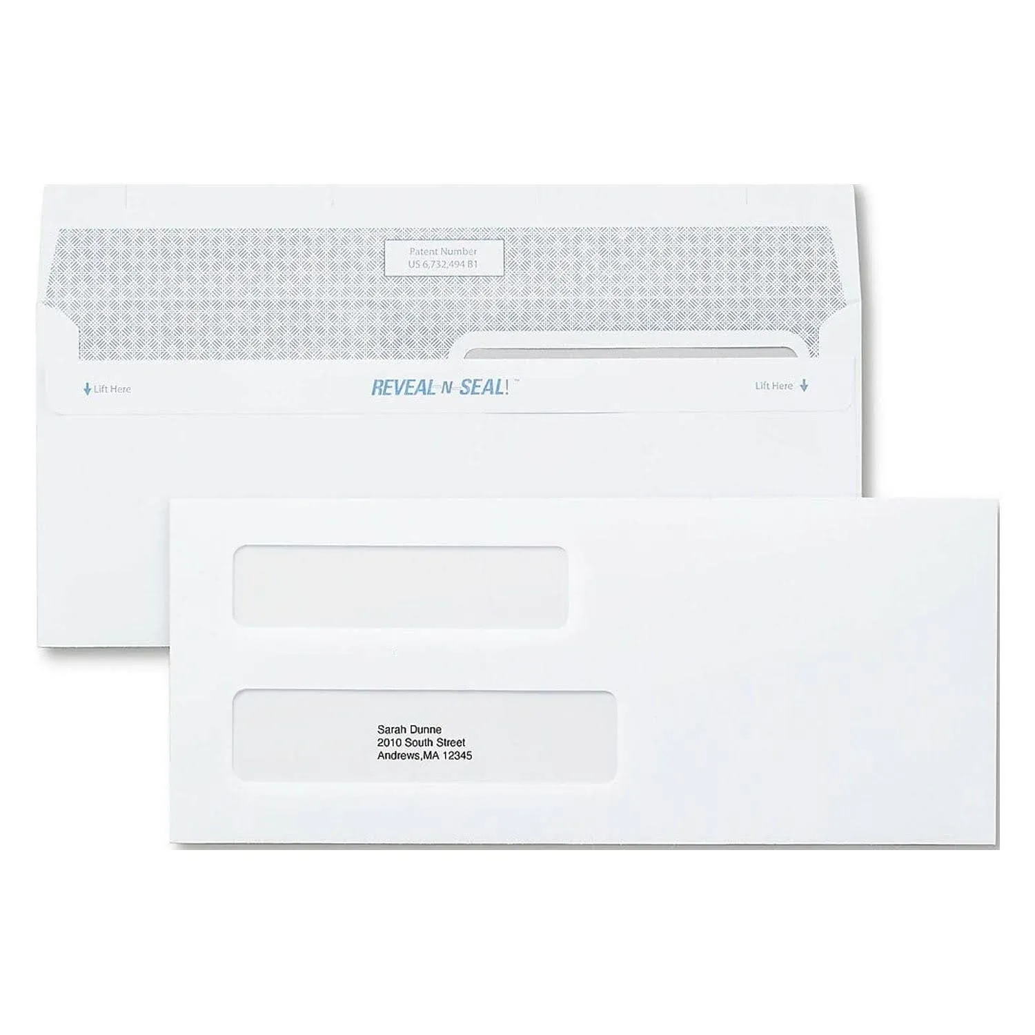 Staples Reveal-N-Seal Security Tinted Dbl Window #8 5/8 Envelopes White 500/bx