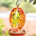 Muse Garden Hummingbird Feeders for Outdoors Hanging Blown Glass Hummingbird Feeder