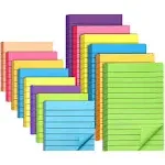 N A N 14 Pack Lined Sticky Notes Bright Ruled Post Stickies, Post Sticky Notes 4x6 and Sticky Notes 3x3, Strong Adhesive Self-Stick