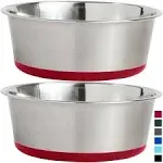 Gorilla Grip Stainless Steel Metal Dog Bowl Set of 2, Rubber Base, Heavy Duty, Rust Resistant, Food Grade BPA Free, Less Sliding