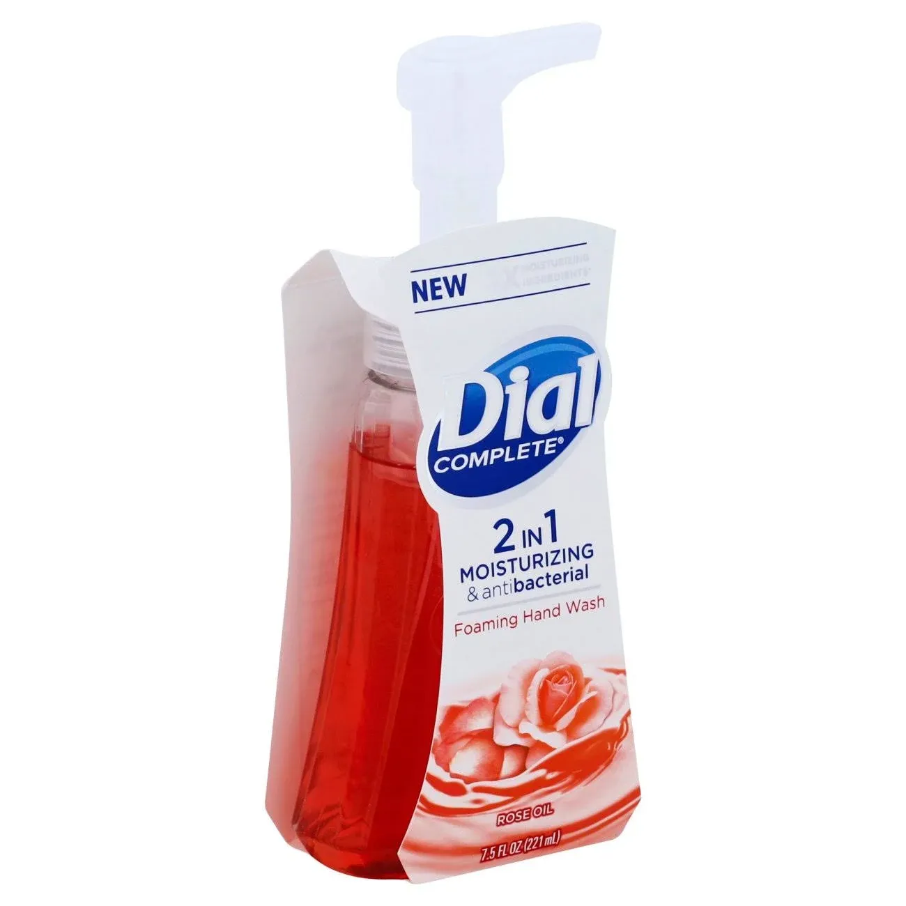 Dial Complete 2 in 1 Moisturizing & Antibacterial Foaming Hand Wash, Rose Oil, 7.5 Ounce