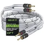 GearIT 12AWG Gauge (2 x 4mm) Premium Heavy Duty Braided Speaker Wire (3 Meters / 10 Feet/White) with Dual Gold Plated Banana Plug Tips - Oxygen-Free