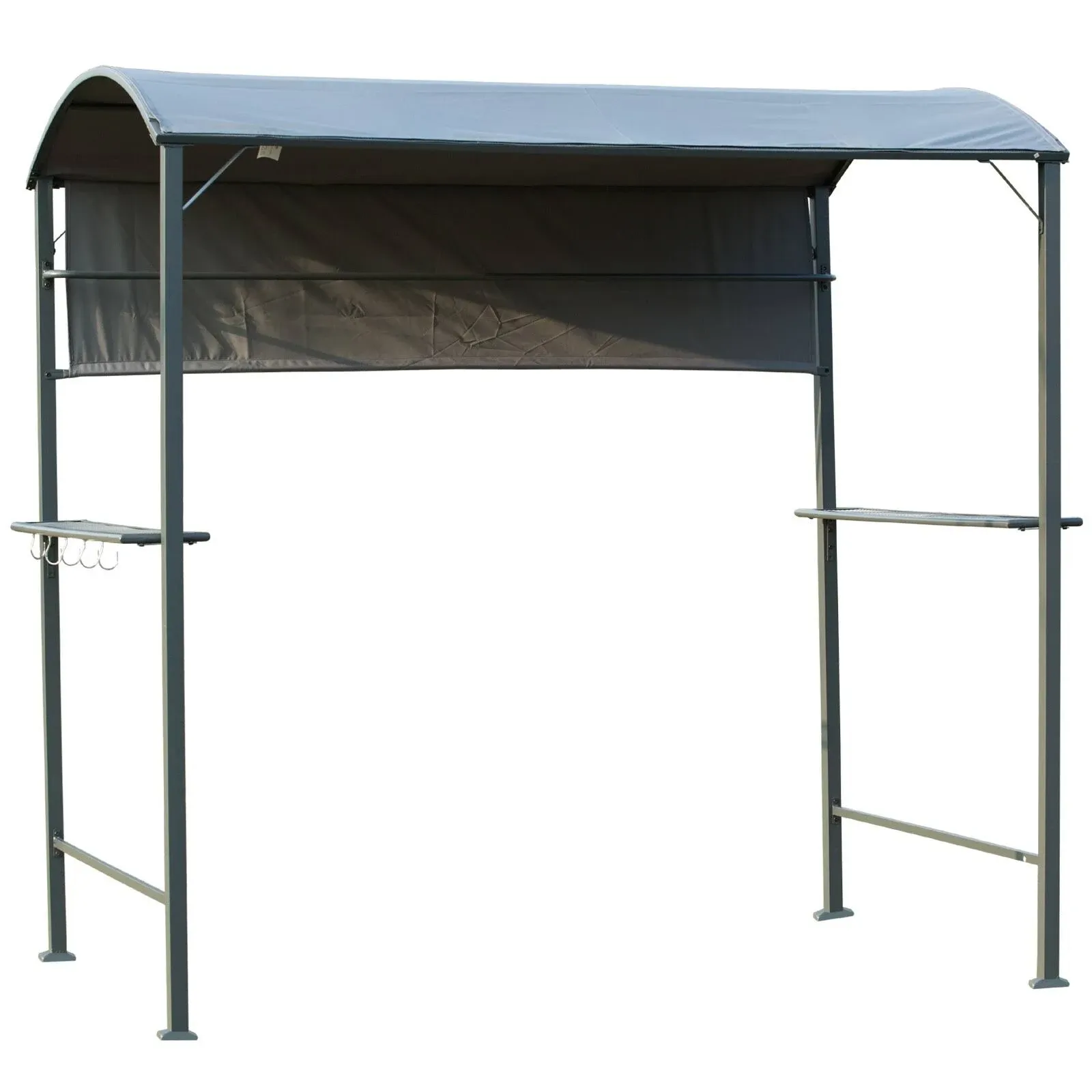 Outsunny 7ft Grill Gazebo BBQ Canopy with Sun Shade Panel Side Awning, 2 Exterior Serving Shelves, 5 Hooks for Patio Lawn Backyard - Black