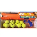 Nerf Dog Fetch Game Mega Set Dog Toy, Includes 20 Inch Tennis Ball Blaster and 12 Squeak Tennis Balls, Orange