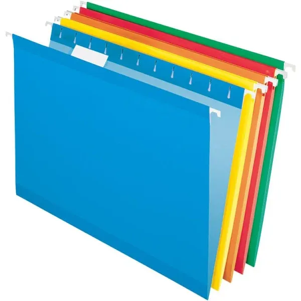 Hanging Folders, 1/5 Cut, 15-3/4" x 9-3/8", Legal Size, Assorted Primary Colors, Box Of 25