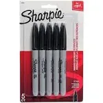 Sharpie Fine Point Permanent Marker, Black - 5 pack