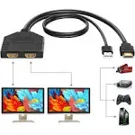 4K 60Hz HDMI Splitter 1 in 2 Out HDMI Cable male to Dual Female HDMI 2.0 with Power USB Cable for HDMI HD, LED, LCD, TV Dual Monitors