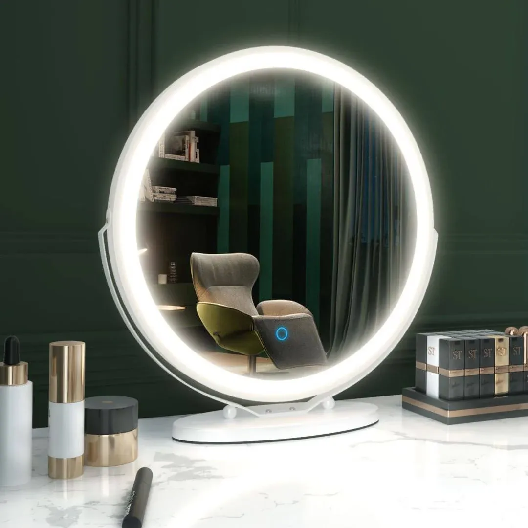 20&#034; Large Makeup Vanity Mirror with Lights, Led Lighted Dressing Circle Mirror, 