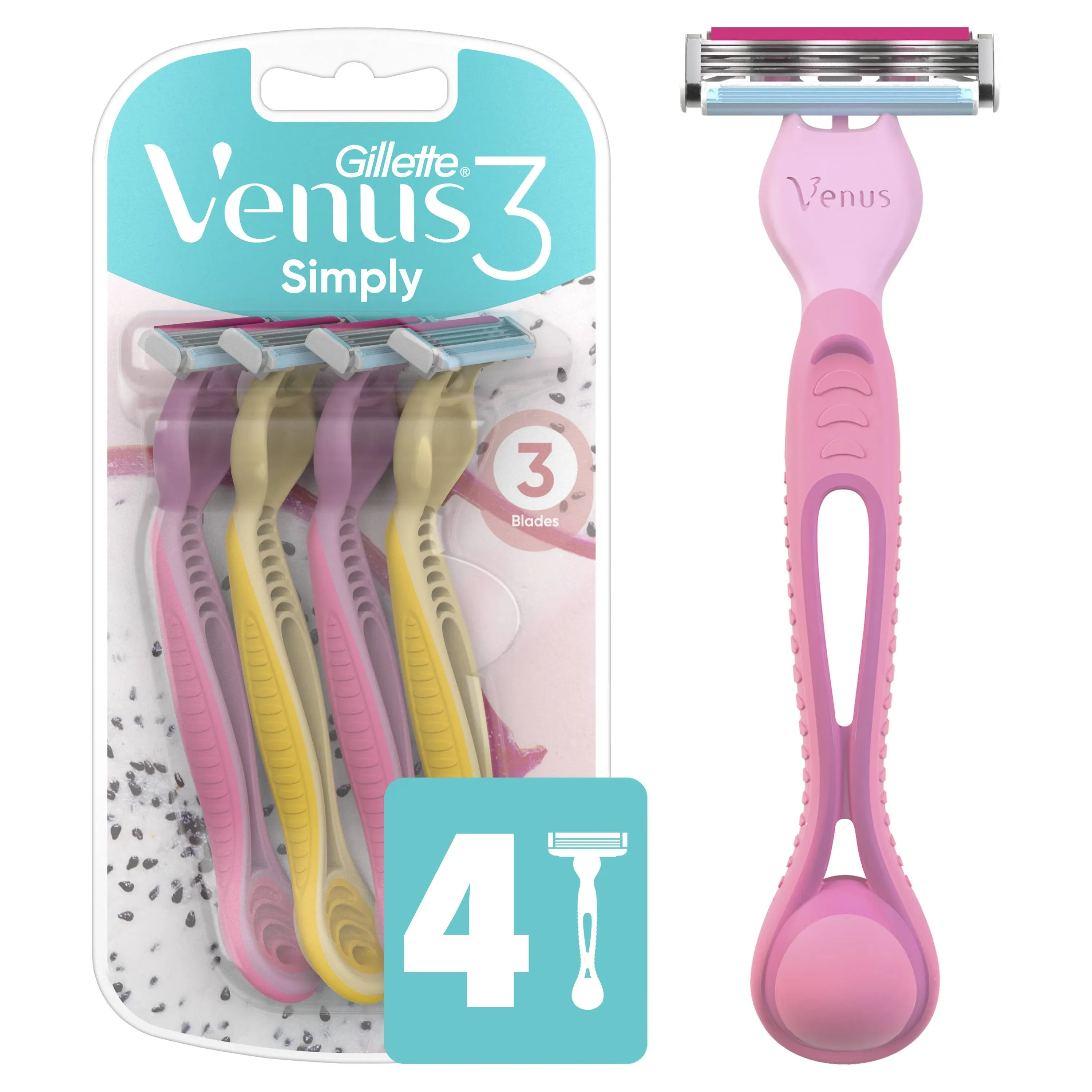 Gillette Venus 3 Dragonfruit Disposable Razors for Women