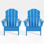 WestinTrends Outdoor Folding Poly Adirondack Chair (Set of 2), Pacific Blue