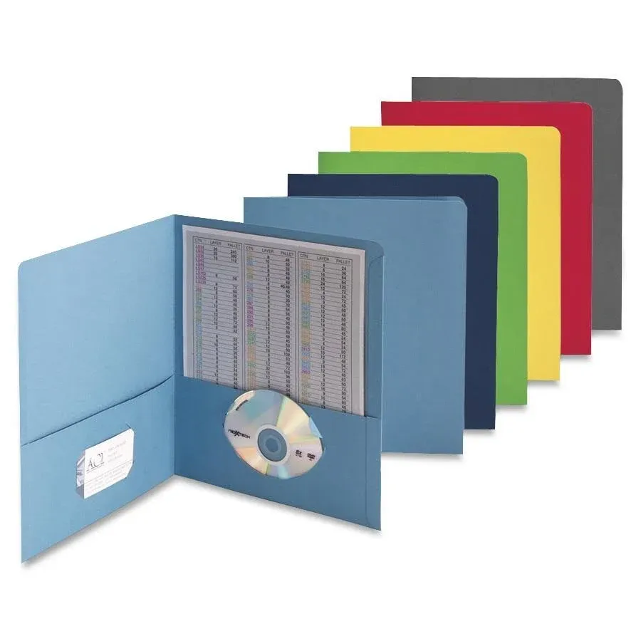 Two-Pocket Heavyweight Folder, Letter Size, Assorted Colors, 25 per Box (87850)