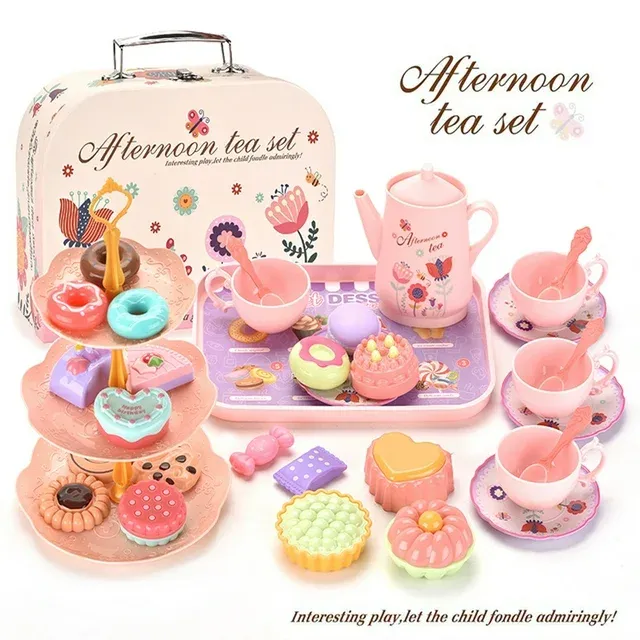 Tea Party Set for Little Girls,Princess Tea Time Toy Including Dessert,Cookie<wbr/>...