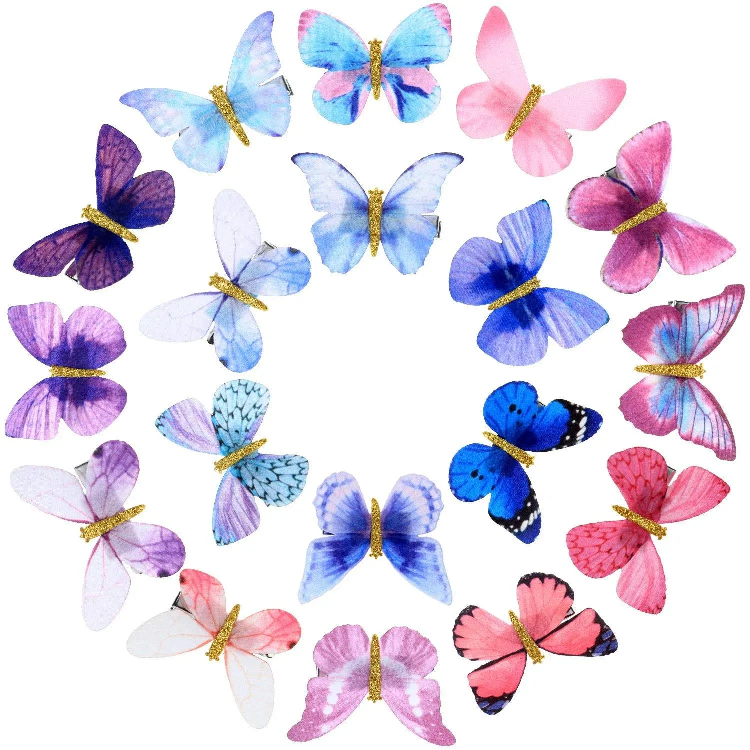 18 Pieces Glitter Butterfly Hair Clips for Teens Women Hair Accessories (Mysterious Styles)