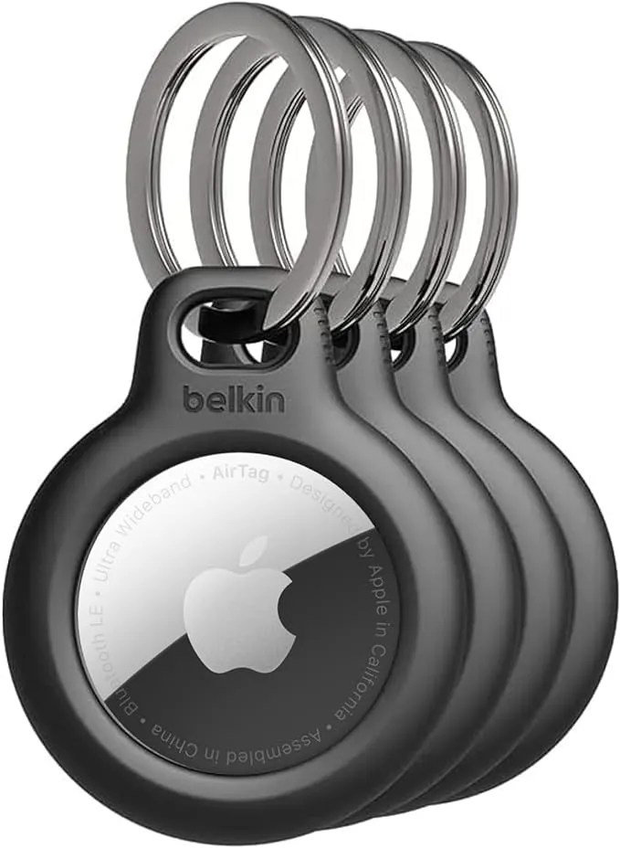 Belkin Secure Holder with Key Ring for Airtag 4-Pack | Black