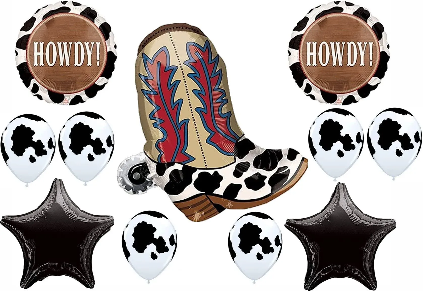 Party Supply Cowboy Boots Howdy Happy Birthday Party Balloons Decoration Supplies Western Rodeo