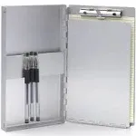 Small Aluminum Clipboard with Storage(Memo Size), Recycled Metal Snapak Form Holder Binder with Insided SerratedClip Posse Box, Perfect for Truck Driver, Fits Paper Size up to 5.5 x 9.5 inch