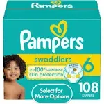 Pampers Swaddlers Diapers - Size 6, One Month Supply (108 Count), Ultra Soft Disposable Baby Diapers