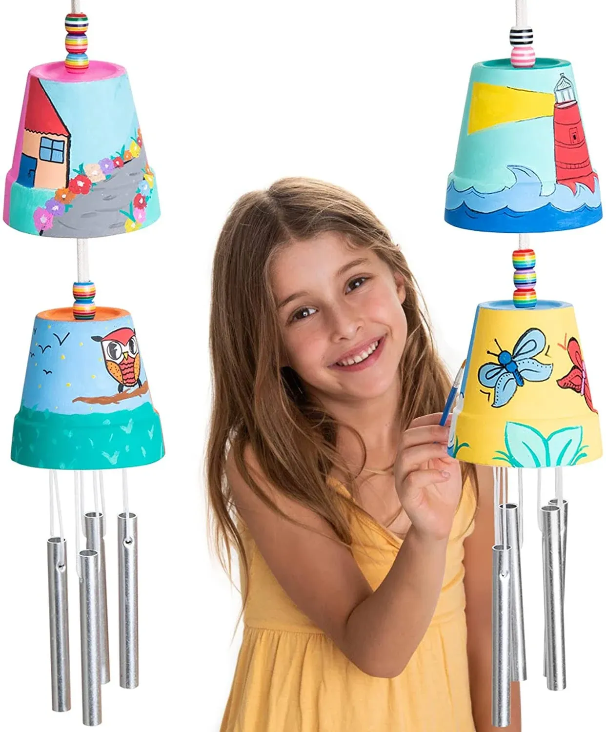 ROMI&#39;S WAY 2-Pack Make Your Own Wind Chime Kit - Larger Bells, Stencils and Beads, Arts and Crafts for Kids Ages 8-12, 4-8 - DIY Craft Kit for Girls