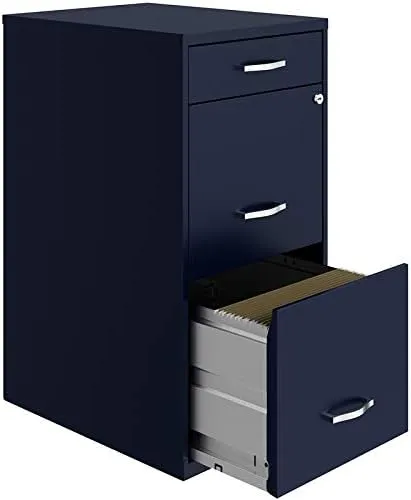 Space Solutions 18in Deep 3 Drawer Metal Organizer File Cabinet Pearl White