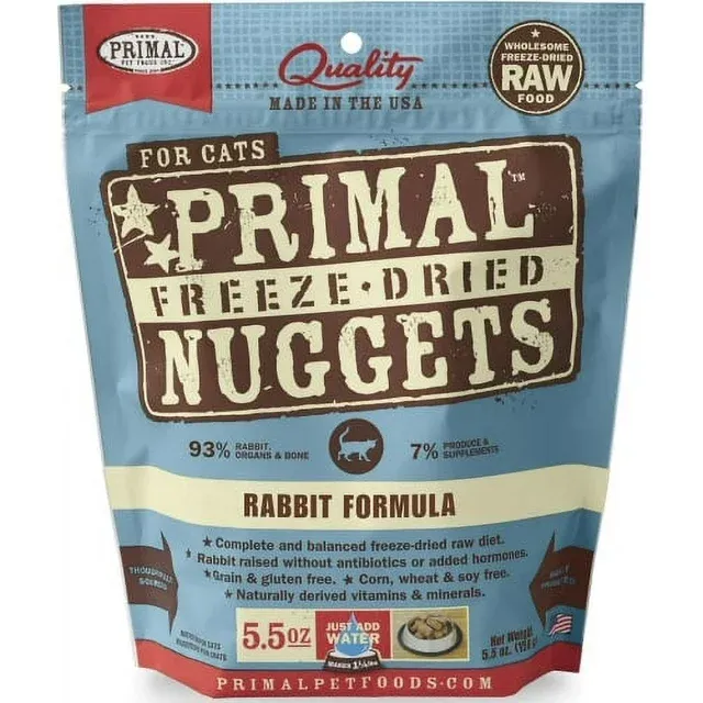 Primal Cat Freeze Dried Food Nuggets Rabbit 5.5oz