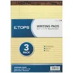 TOPS™ "The Legal Pad" Ruled Perforated Pads, Wide/legal Rule, 50 Canary-Yellow 8.5 X 11 Sheets, 3/pack