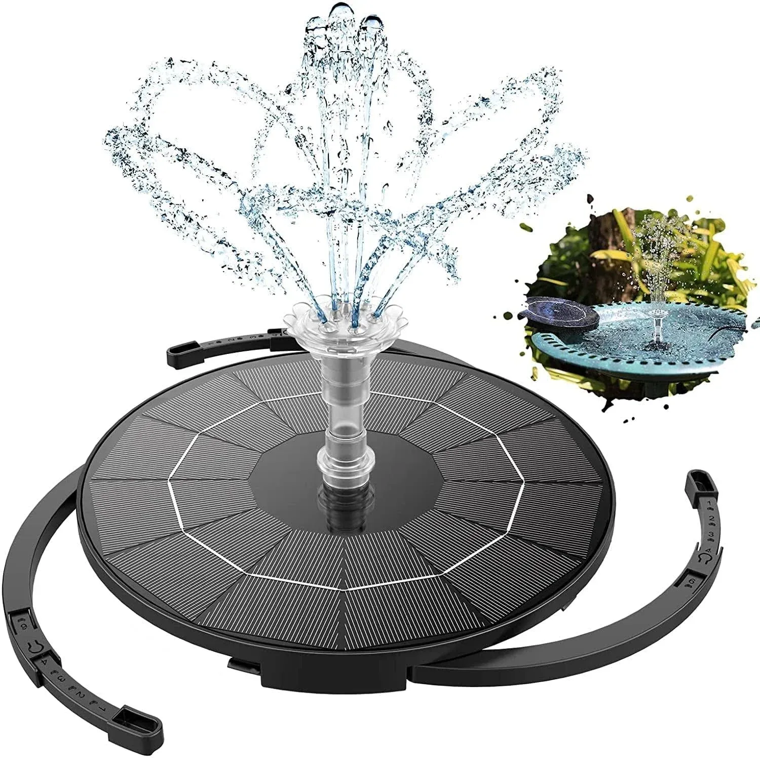 AISITIN 3.5W Solar Fountain Pump for Water Feature Outdoor DIY Solar Bird Bath Fountain with Multiple Nozzles, Solar Powered Water Fountain for Garden, Ponds, Fish Tank and Aquarium