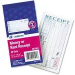 Adams 2-Part Carbonless Money/Rent Receipt Book, White