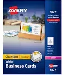 Avery Clean Edge Business Cards, Uncoated, Two-Sided Printing,400 Cards (5877)